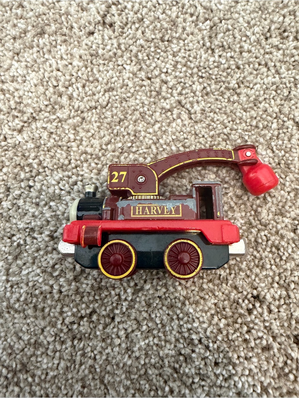 Harveys Red and Maroon Crane Engine Toy